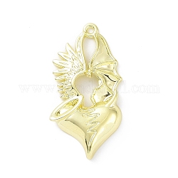Rack Plating Alloy Enamel Pendants, Angel and Devil Wing with Heart Charms, Golden, 40x20.5x4mm, Hole: 1.6mm