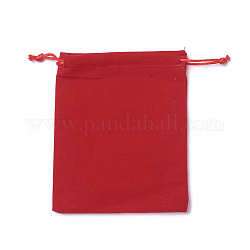 Sacchetti di imballaggio in velluto, borse coulisse, rosso, 15~15.2x12~12.2cm