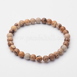 Natur Bildjaspisses Perlen Stretch-Armbänder, 56 mm