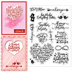 CHGCRAFT Valentine Day Clear Stamps Silicone Stamps Heart Text Rose Background Transparent Stamps for Card Making DIY Scrapbooking Photo Album Decoration, 4.3x6.3inch