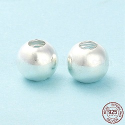 925 Sterling Silver Beads, Round, Silver, 9.5x8.5mm, Hole: 4mm
