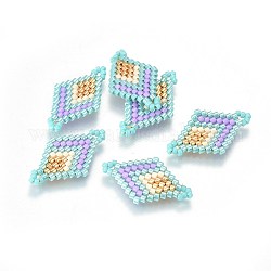 Miyuki & toho link di perline giapponesi fatti a mano, modello telaio, rombo, cielo azzurro, 23~24x13~14x1.7mm, Foro: 1.5 mm