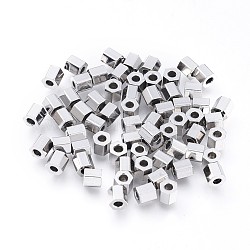 304 Edelstahl-Abstandhalter-Perlen, Hexagon, Edelstahl Farbe, 3x3x3 mm, Bohrung: 1.4 mm