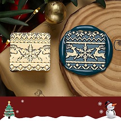 Cabeza de sello de latón con sello de cera con tema navideño, para sello de cera, dorado, ciervo, 25x25x14.5mm, diámetro interior: 7 mm