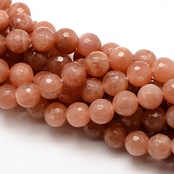 Aaa grado de piedras preciosas Sunstone natural de abalorios redondos facetas hebras, 6mm, agujero: 1 mm, aproximamente 62 pcs / cadena, 15.5 pulgada