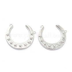 Brass Pendants, Long-Lasting Plated, Moon with Star, Real Platinum Plated, 22x25x3mm, Hole: 1mm