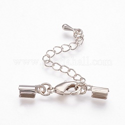 Brass Chain Extender, with Alloy Teardrop Charms, Platinum, 32mm