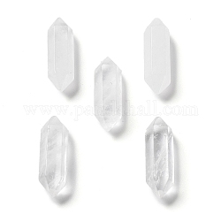 Natürliche Quarzkristallperlen mit doppeltem Abschluss, Bergkristallperlen, kein Loch, facettiert, Kugel, 16x5x4.5 mm