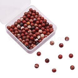 200pcs perle de jaspe rouge naturel, ronde, 8mm, Trou: 1mm