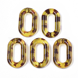 Anillos de acrílico transparente enlace, conectores de enlace rápido, imitación patrón de pieles de leopardo, para hacer cadenas de cable, oval, amarillo champagne, 38x23x6.5mm, diámetro interior: 25x10 mm