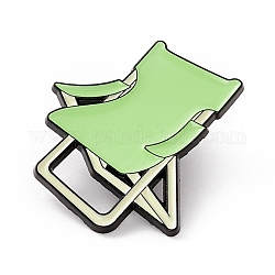 Broche en émail sur le thème de l'outil de camping en plein air, insigne en alliage plaqué noir d'électrophorèse pour vêtements de sac à dos, modèle de chaise, 29.5x27x1.5mm