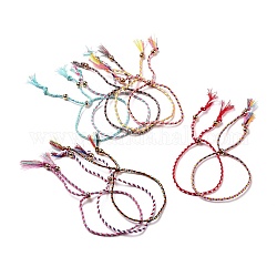 Плетеный браслет-слайдер из полиэстера с латунными бусинами, регулируемый тканый браслет дружбы для женщин, разноцветные, 12-3/8 дюйм (31.5 см)