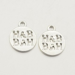 Zinc Alloy Flat Round Carved Word H & B Pendants, Silver, 17.5x14x1mm, Hole: 2mm