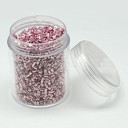 Boxed Electroplate Glass 11/0 Two Cut Seed Beads, Hexagon, Iris Round, Dyed, Pearl Pink, 1.8~2.3mm, Hole: 0.6mm, about 3000pcs/box