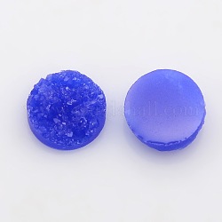 Cabochons en résine druzy, plat rond, bleu, 12x5mm