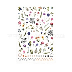 Calcomanías de uñas de arte calcomanías, decoraciones de puntas de uñas diy, patrón de flores y hojas, colorido, 95x65mm