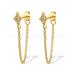 Boucles d'oreilles pendantes en forme d'étoile en zircone cubique avec pompon pour femme, 925 bijou en argent massif, véritable 18k plaqué or, 27mm