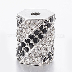 304 Edelstahl Strass-Perlen, Hexagon, Edelstahl Farbe, 11.5x9 mm, Bohrung: 2.5 mm
