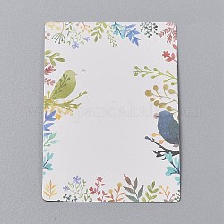 Cartes d'affichage de bijoux en carton, pour suspendre la boucle d'oreille et le collier, rectangle, colorées, motif oiseau, 9x6x0.05 cm, trou: 0.2 cm