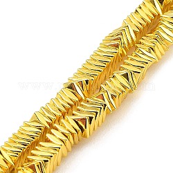 Electroplated Synthetic Non-Magnetic Hematite Beads Strands, Square, Golden Plated, 4x4x1.3mm, Hole: 1mm, about 310~315pcs/strand, 15.94~16.02''(40.5~40.7cm)