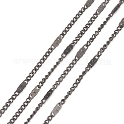 304 Edelstahl figaro Ketten, mit Spule, gelötet, Elektrophorese schwarz, Link: 2~5.2x1.4x0.9 mm, ca. 32.8 Fuß (10m)/Rolle