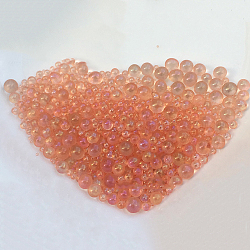 Abalorios de la semilla de cristal transparente, perlas sin perforar / sin orificios, redondo, diy 3 d clavo de la decoración del arte mini abalorios de cristal, diminutas cuentas de uñas caviar, naranja oscuro, 1~3mm
