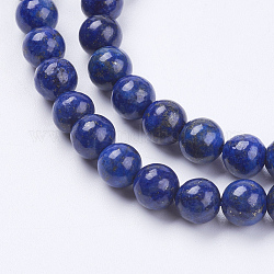 Lapislázuli natural (pegamento de color relleno) cordones de perlas, aa grado, redondo, 6mm, agujero: 0.5 mm, aproximamente 66 pcs / cadena, 15.3 pulgada