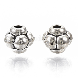 Perles en alliage de style tibétain, sans cadmium et sans plomb, fleur, argent antique, 6.5x5.5mm, Trou: 1.6mm, environ 1810 pcs/1000 g