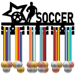 CREATCABIN Soccer Medal Hanger Acrylic Display Medal Holder Rack Sports Hanging Athlete Awards Wall Mount Decor Over 40 Medals for Gymnastics Ribbon Soccer Running Swimming Black 11.4 x 5.1 Inch