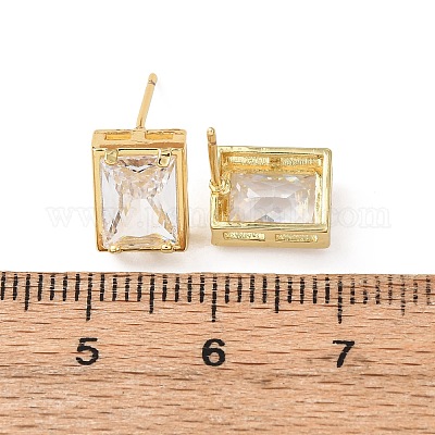 Messing Micro Pave klare Zirkonia Ohrstecker&nbsp;EJEW-C174-02D-G-1