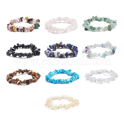 Set di braccialetti elastici per donna con perline di pietra mista naturali  e sintetiche all'ingrosso 