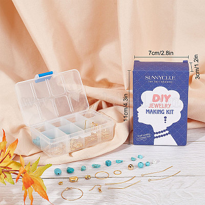 Wholesale SUNNYCLUE 1 Box DIY 10 Pairs Turquoise Beads Dangle Earring Kits  Brass Linking Rings Charms Bar Links Frames Charms Jewelry Connectors with  Jump Rings for DIY Making Jewelry Earring 