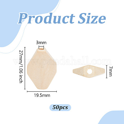 50 Stück Holzperlen&nbsp;WOOD-OC0004-17-1