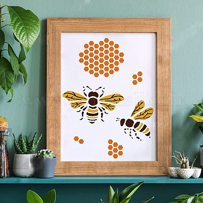 Handmade Honey Bee Decor, Wood Resin Art, Bee Wall Art, Honeycomb