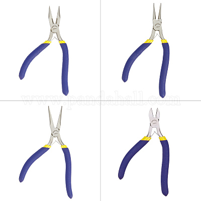 BENECREAT 4-Piece Precision Comfort Jewelry Pliers Set for Jewelry Making -  Long Nose with Cutter/Round Nose/Long Nose/Side Cutting Pliers