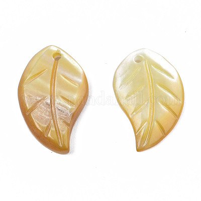 Ciondoli di conchiglia gialla naturale&nbsp;SSHEL-S258-100B-1