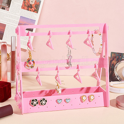 Nbeads Présentoirs De Boucles D'Oreilles En Bois, 3 Couches Bijoux