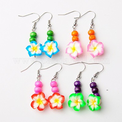 Polymer Clay Earring Clay Dangle Earring Handmade Wood Earring 