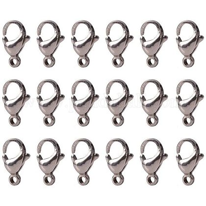PandaHall 100 Pcs 304 Stainless Steel Lobster Claw Clasps Cord End 13x8mm for Jewelry Making STAS-PH0010-08-1
