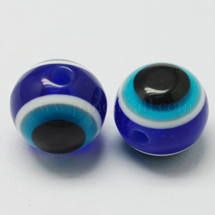 Rondes perles de résine de mauvais œil X-RESI-R159-6mm-08-1