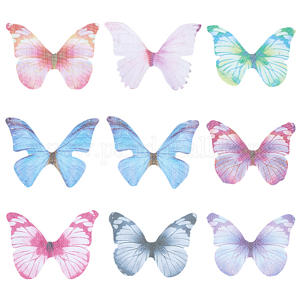 SUNNYCLUE 1 Box 180Pcs 9 Style Organza Butterflies Artificial Butterfly Spring Polyester Fabric Wing Butterflies Wings for jewellery Making Wedding Party Gathering Garden Decoration DIY Gift Supplies FIND-SC0004-18-1