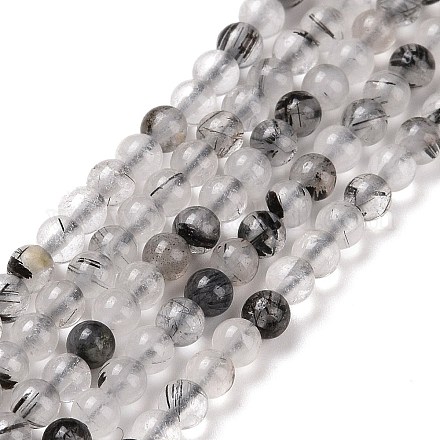 Natur schwarz Rutilquarz Perlen Stränge G-C009-C01-1
