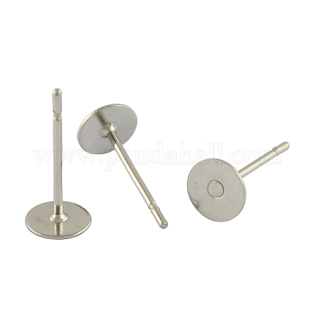 Accessoires de puces d'oreilles d'étiquette vierge ronde et plate en 304 acier inoxydable X-STAS-S028-23-1