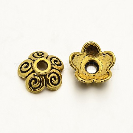 Tibetischen Stil 5 ​​-petal Zinklegierung Perlkappen PALLOY-N0111-06AG-1