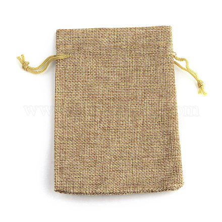 ポリエステル模造黄麻布包装袋巾着袋  ペルー  12x9cm X-ABAG-R005-9x12-15-1