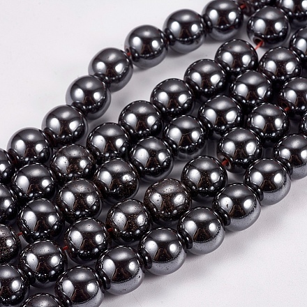 Chapelets de perles en hématite synthétique sans magnétiques G-H1624-8mm-1-1