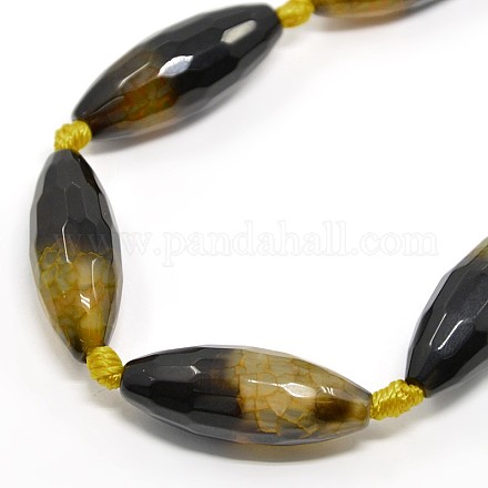 Natural Agate Faceted Rice Beads Strands G-P025-01B-1
