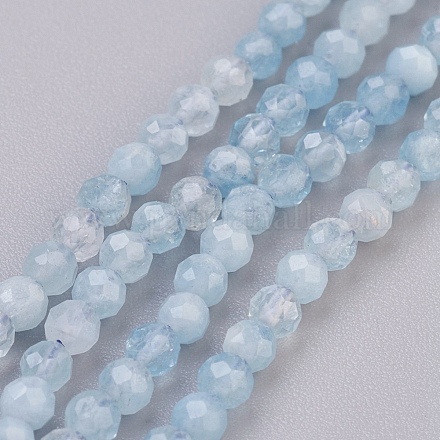 Natürliche Aquamarin Perlen Stränge G-F568-140-2mm-1