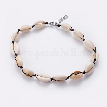 Spiral Shell Beads Necklaces NJEW-JN002266-1