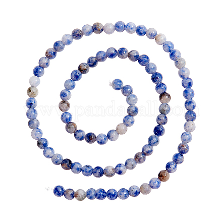 Nbeads 5 brins ronds de perles de jaspe à pois bleus naturels G-NB0004-58-1